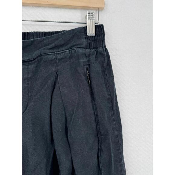 Athleta Womens Black Casual Pull On Playa Linen Wide Crop Pants Sz 8P - Picture 3 of 5